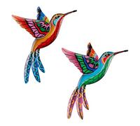 GLADFRESIT Lot de 2 sculptures murales colorées en forme de colibri en métal à suspendre pour la maison, le jardin, la cour