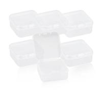 GLADFRESIT Lot de 6 petits récipients rectangulaires en plastique avec couvercles pour perles, cartes de visite, pilules, petits articles (4,5 x 4,5 x 2 cm)