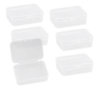 GLADFRESIT Lot de 6 petits récipients rectangulaires en plastique avec couvercles pour perles, cartes de visite, pilules, petits articles (6,5 x 4,5 x 2 cm)