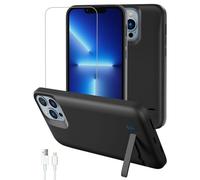 Gladgogo Coque batterie pour iPhone 13/14, 8500 mAh, ultra fine, rechargeable, charge rapide, avec protecteur d'écran, batterie de secours pliable et portable pour iPhone 13/14 (6,1"), noir