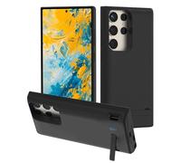 Gladgogo Coque batterie pour Samsung Galaxy S24 Ultra (7000 mAh, 6,8"), ultra fine, rechargeable, charge rapide, batterie de secours pliable et portable, pour Samsung Galaxy S24 Ultra, noir