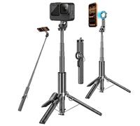 Gladgogo Perche à selfie magnétique 163 cm pour iPhone/Samsung | Trépied pour téléphone portable - Ouverture automatique avec MagSafe - Anneau magnétique multifonction Bluetooth - Pour
