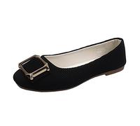 Gladi$ator Sandales pour femme avec boucle carrée Chaussures plates à bouche peu profonde Simple Simple Simple Décontracté Travail, Noir , 39.5 EU