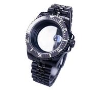 Gladiaond Boîtier noir de 40 mm avec verre saphir, étanche à 120 clics, compatible les mouvements NH34, NH35 et NH36, cadran 28,5(Ceramic Bezel Set 7,Solid back)