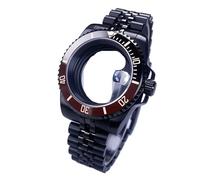 Gladiaond Montre SUB/GMT 40 mm, boîtier noir, verre saphir, étanche, 120 clics, compatible avec les mouvements NH34, NH35 et NH36, cadran de 28,5(Ceramic Bezel Set 31)