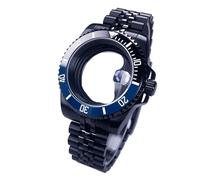 Gladiaond Montre SUB/GMT 40 mm, boîtier noir, verre saphir, étanche, 120 clics, compatible avec les mouvements NH34, NH35 et NH36, cadran de 28,5(Ceramic Bezel Set 29)