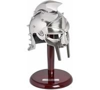 Gladiator Maximus Casque médiéval avec support, standard, finition argentée