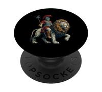 Gladiator Riding Lion Pixel Art Design Blocky Jeu vidéo PopSockets PopGrip Adhésif