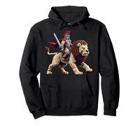 Gladiator Riding Lion Pixel Art Design Blocky Jeu vidéo Sweat à Capuche
