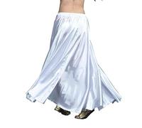 GladiolusA Jupe De Danse Orientale en Satin-Parfaite pour La Danse du Ventre - pour Danseuses Professionnelles pour Femme Blanc Taille:64-104CM