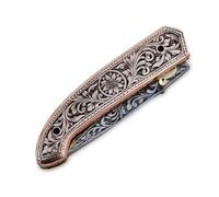 GLADIUS CRAFTS Couteau pliant exquis de 22,9 cm fait à la main - Lame en acier D2 de 10,2 cm avec manche en cuivre gravé à la main de 12,7 cm - Idéal pour la collection, l'outil EDC, ou toute autre