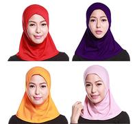GladThink Musulman Mini Hijab Femmes Coiffures Écharpe Islamique 4 Pieces Set No.4