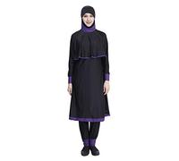 GladThink Musulmane Femmes Fille Burkini 2 Pièces Swimwear Noir XL