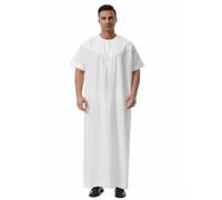 GladThink Peignoir à manches courtes pour homme du Moyen-Orient Dubaï, blanc, M
