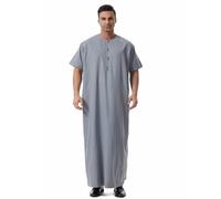 GladThink Peignoir à manches courtes pour homme du Moyen-Orient Dubaï, gris, M