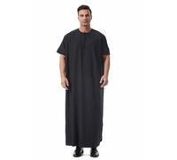 GladThink Peignoir à manches courtes pour homme du Moyen-Orient Dubaï, Noir , M