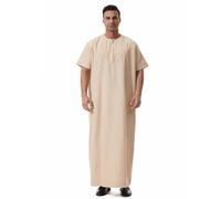 GladThink Peignoir à manches courtes pour homme Motif thawb du Moyen-Orient Dubaï, beige, M
