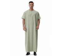 GladThink Peignoir à manches courtes pour homme Motif thawb du Moyen-Orient Dubaï, Vert, M