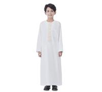 GladThink Peignoir à manches longues pour garçon Motif thawb du Moyen-Orient Dubaï, blanc, 140 cm