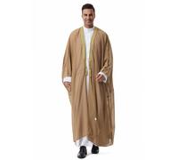 GladThink Robe du Moyen-Orient pour homme Dubaï Arabe Thobe Thawb Caftan, café, M