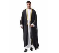 GladThink Robe du Moyen-Orient pour homme Dubaï Arabe Thobe Thawb Caftan, Noir , M