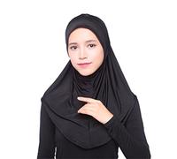 GladThink Soie Ice Musulmane Hijab Foulard Des Femmes Noir