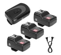 Glaeptio 433MHz 16 Canaux Déclencheur Flash sans Fil | Déclencheur Flash avec 1 Émetteur 3 Récepteurs Câble de Synchronisation, pour Canon Nikon Olympus Pentax