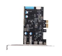 Glaeptio Carte D'extension PCIe USB avec Connecteur IDC 19 Broches | Adaptateur PCIe X1 vers Double Type C Double USB 3.0, Transfert 5Gbps pour Wins Linux OS X PC de Bureau