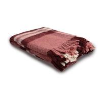 GLAESER Couverture douillette Fair de Luxe Mélange de laine | Plaid en 70% laine et 30% polyamide | Couverture de canapé/canapé | Plaid douillet et agréable (carré rose rouge)