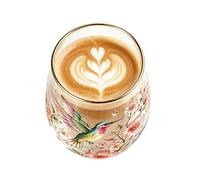 Gläserner Trinkbecher - Multifunktionales Trinkgefäß und Getränkehalter - Glas-Teetasse mit floralem Kolibri-Motiv,Für Lose Teeblätter, Kaffee, Milch, Saft, Wasser, Mama, Freunde Und Freundin
