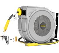 GLAHODEN Enrouleur de tuyau d'air rétractable fermé, 0,9 cm x 20,3 m - Tuyau hybride de compresseur d'air avec câble de 1,8 m en max 300 psi - Design breveté pour toute longueur de verrouillage -
