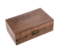 Glakyur Wooden Rubber StaBox Lot de 70 timbres en caoutchouc vintage avec combinaison de lettres et de chiffres