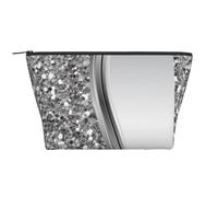 Glam argenté à Fausses Paillettes, Trousse de Toilette Trousse de Maquillage Sac à cosmétiques Trousse de Toilette de Voyage Portable