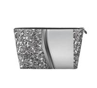 Glam argenté à Fausses Paillettes, Trousse de Toilette Trousse de Maquillage Sac à cosmétiques Trousse de Toilette de Voyage Portable