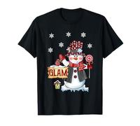 Glam Bonhomme de Neige Père Noël en Sucre d'orge Rouge T-Shirt