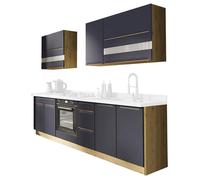 GLAM Ensemble meubles de cuisine 7 éléments 260 cm bois Bleu mat Sans plan de travail