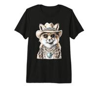 Glam Fox avec Chapeau de Cowboy Boujee Animal Western Boho T-Shirt Haut de Gamme