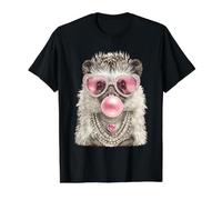 Glam Hérisson avec Coeurs Lunettes de Soleil Boujee Animal Bubblegum T-Shirt Graphique avec Valeur, Homme, Noir, XL