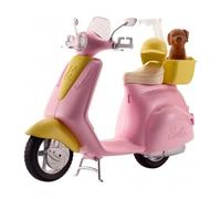 Glam Scooter Moto Chic Rose pour Barbie avec Chien, Casque et Panier - Set vehicule Poupee, Accessoires et Une Carte Tigre