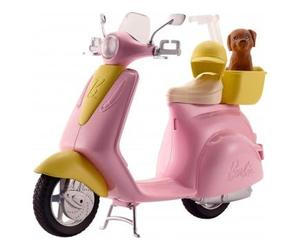 Glam Scooter Moto Chic Rose pour Barbie avec Chien, Casque et Panier - Set véhicule poupée, Accessoires avec Carte Tigre