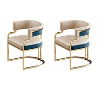 Glam Style Lot de 2 chaises de salle à manger rembourrées en similicuir avec dossier bas Bleu clair et gris