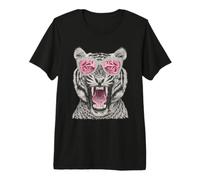 Glam Tigre avec Lunettes de Soleil Glamorous Feline Boujee Animal T-Shirt Haut de Gamme