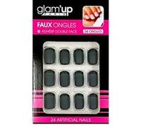GLAM UP - Faux Ongles + Adhésifs - Noir Mat French Noir Brillant Noir G