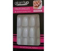 GLAM UP - Faux Ongles Bout Carré + Adhésifs - Blanc Blanc G