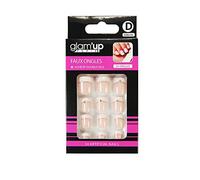 Glam’Up Paris - Faux Ongles - Pleine Couverture - Facile à Utiliser - 24 Faux Ongles par Boîte + Adhésifs Double Face - Forme Carrée Arrondie - N°133 - French Blanche Liseré Argent et Strass