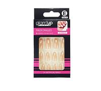 Glam’Up Paris - Faux Ongles - Pleine Couverture - Facile à Utiliser - 24 Faux Ongles par Boîte + Adhésifs Double Face - Forme Stiletto - N°179 - Pailleté Argent Dégradé