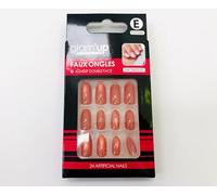 Glam’Up Paris - Faux Ongles - Pleine Couverture - Facile à Utiliser - 24 Faux Ongles par Boîte + Adhésifs Double Face - Forme Amande - N°243 - Rouge Corail