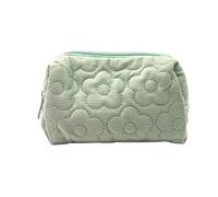 Glam’Up Paris - Trousse de Maquillage Matelassée - Tissu Doux - Trousse de Voyage - Pochette de Maquillage Voyage - Motif Floral - Vert