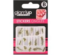 Glam’Up – Planche de stickers Nail Art – Thème : Plumes de paon – Plume de Paon Doré – N°30-206