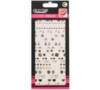 GLAM UP - Stickers Nail Art Grande Carte - Thème : Amour Marin Fleur Symbole Noir G